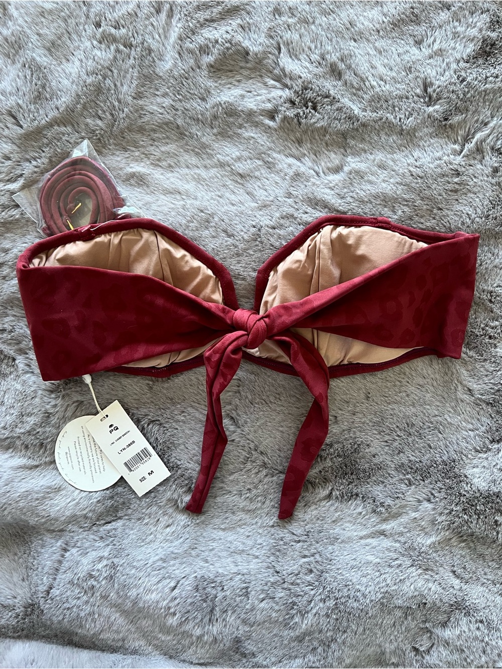 NWT Anthropologie PQ Hillary Leopard Strapless Bikini Burgundy Leopard Print Med - Picture 6 of 9